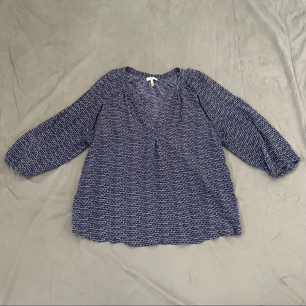 Joie Blue Silk Abstract Patterned Blouse EUC Size S